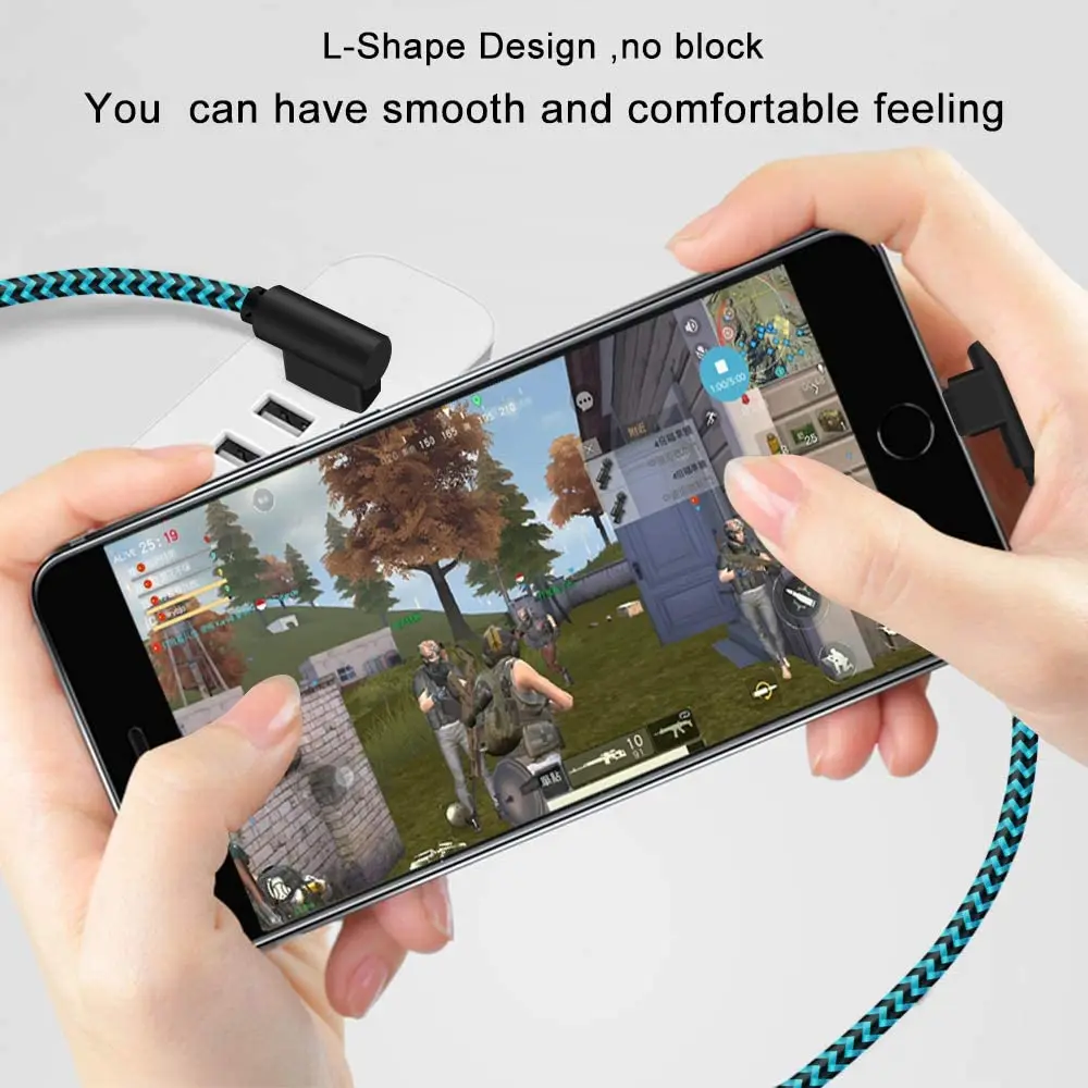 Прямоугольный USB-кабель ANSEIP для iPhone 13 12 11 Pro Max 6 7 8 5 Plus X XR XS iPad 3A шнур быстрой зарядки