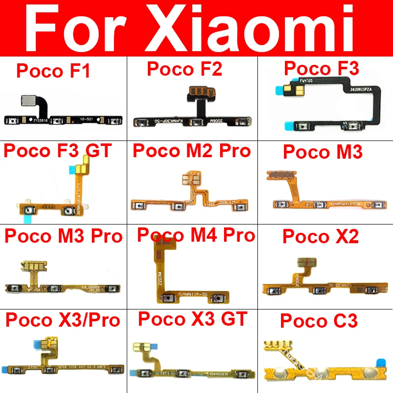 

Power ON OFF Switch Side Key Volume Button Ribbon Flex Cable For Xiaomi Poco X2 X3 NFC GT C3 M2 M3 M4 F3 F2 Pro C31 PocoPhone F1