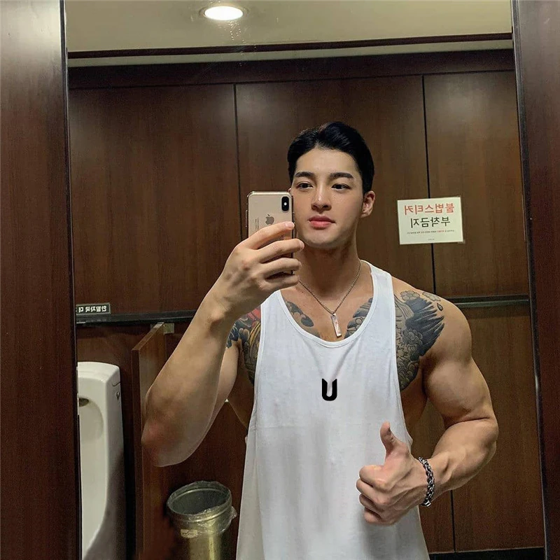 

Summer new men's sports fitness cotton vest Joggers Outdoor Running Training Workout Sleeveless Vest Stretch Breathable Top