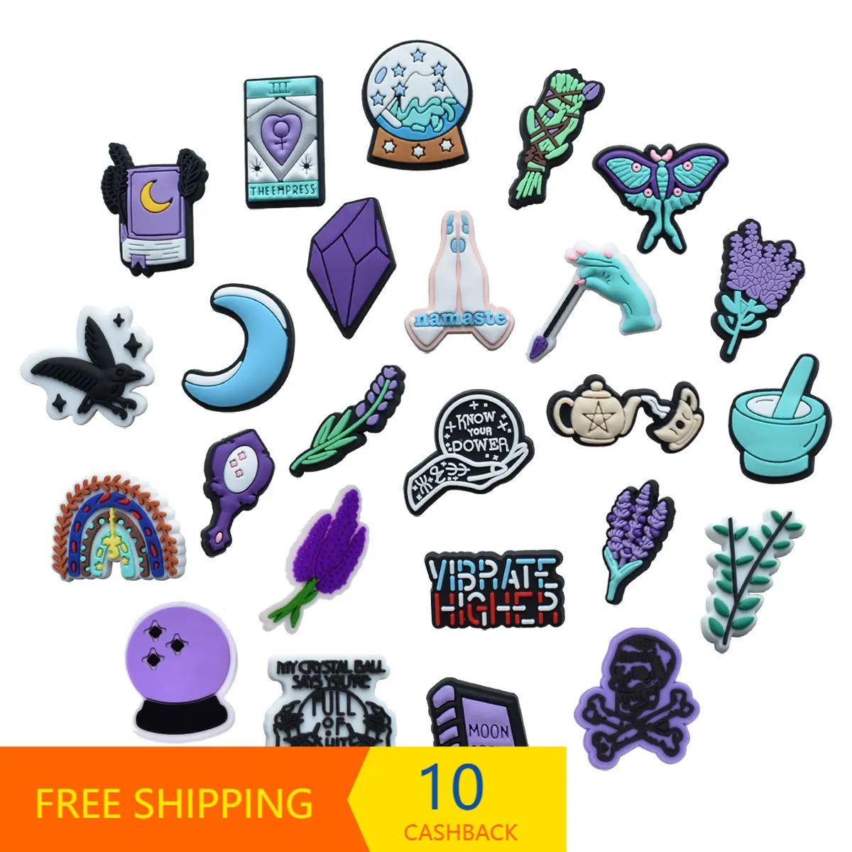 

1PCs Purple Witch Cave Shoes Shoe Ornament Removable Eva Sandals Shoe Buckle Ornament Accessories Wholesale Anime Accessories