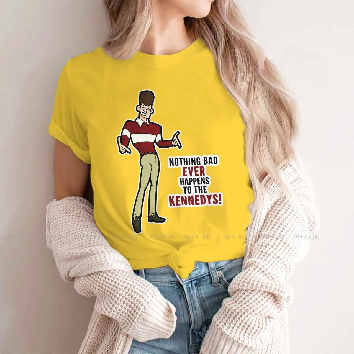 

Nothing Bad Ever Happens to the Kennedys 4XL TShirt Clone High Abraham Lincoln Abe Joan of Arc Creative T Shirt Female