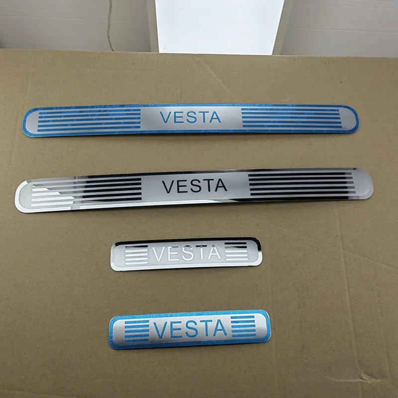 

car assecories For Lada Vesta Door Sill Pedal Scuff Plate Stainless Steel Guard Protector Car Styling Sticker