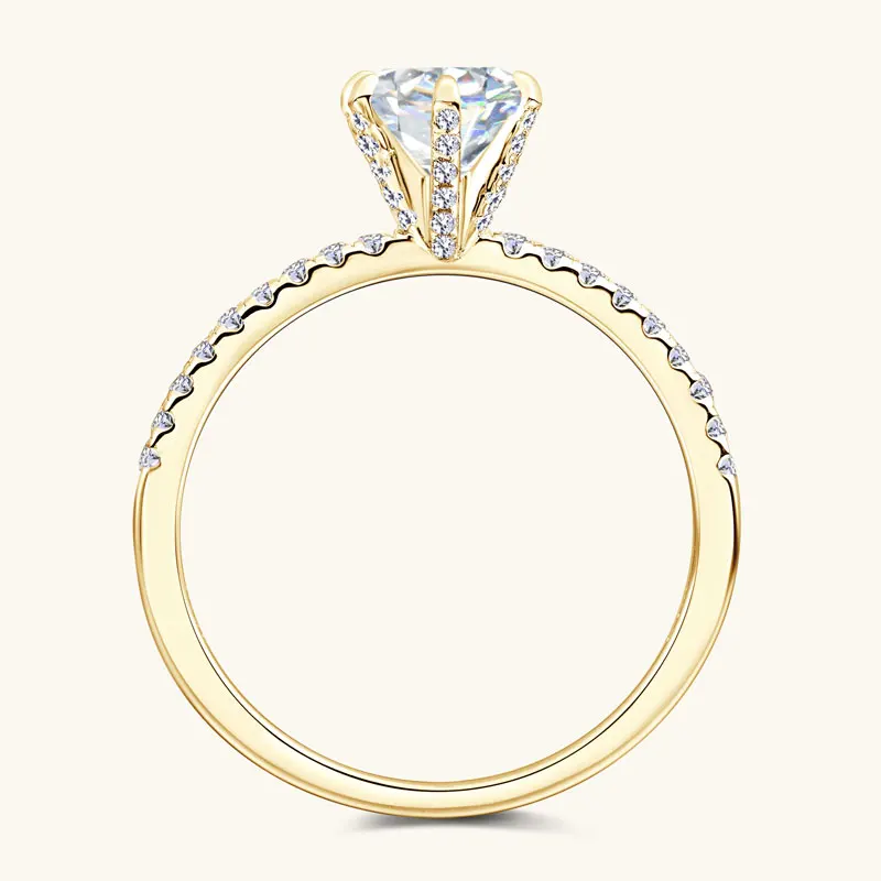 Фото IOGOU D1.00CT 6,5 мм круглое D кольцо с бриллиантом из муассанита для женщин, стерлинговое серебро 925 пробы, помолвка, ювелирные изделия, обручальные кольца №4
