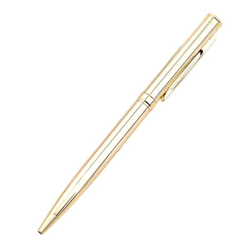 

5X Metal Ballpoint Pen Stainless Steel Rotating Ball Pen For School Office Bright Writing Point 1.0Mm (Golden)