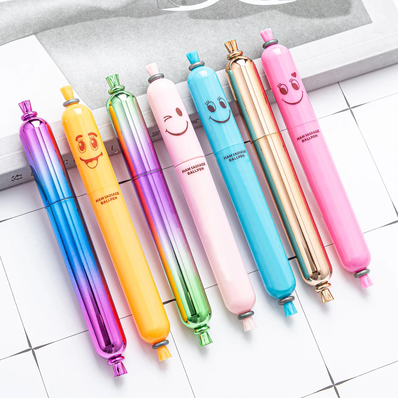 10pcs Cute Sausage Shaped Ballpoint Pen DIY Gift for Children Teacher Students School Pffice Supplies Luxury Pen