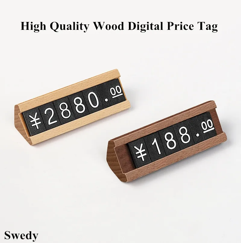 

Mini Jewelry Watch Number Price Cube Display Tags Wood Base Small Desktop Digital Price Sign Holder Display Stand