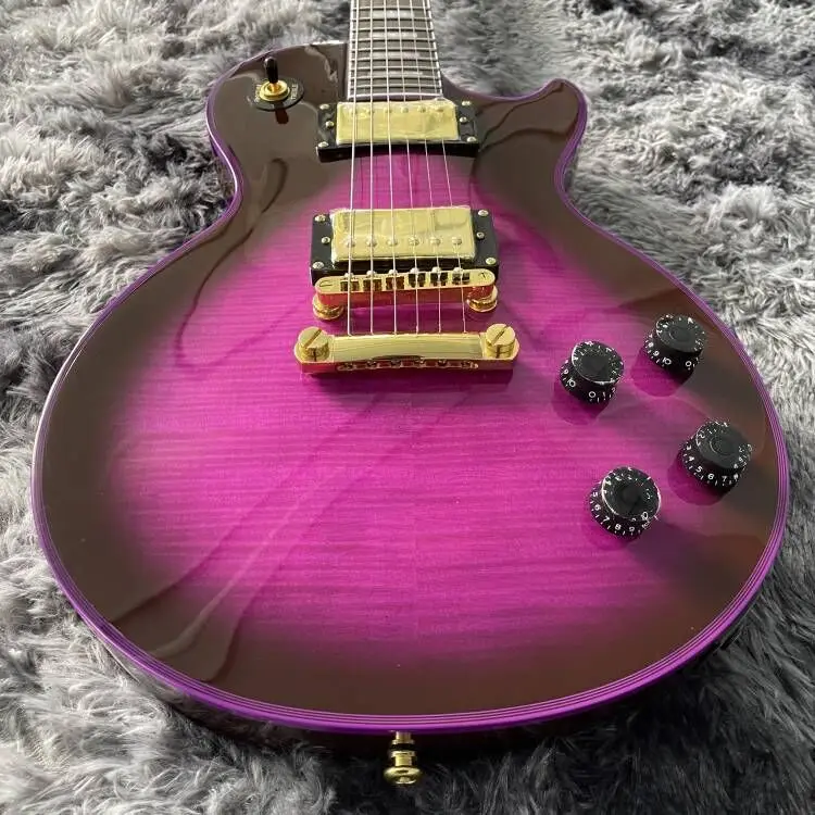 

Custom Figured Maple Top purple Electric Guitar purple Body Binding, Mahogany body, Rosewood Fingerboard, 22 Frets, 6 strings