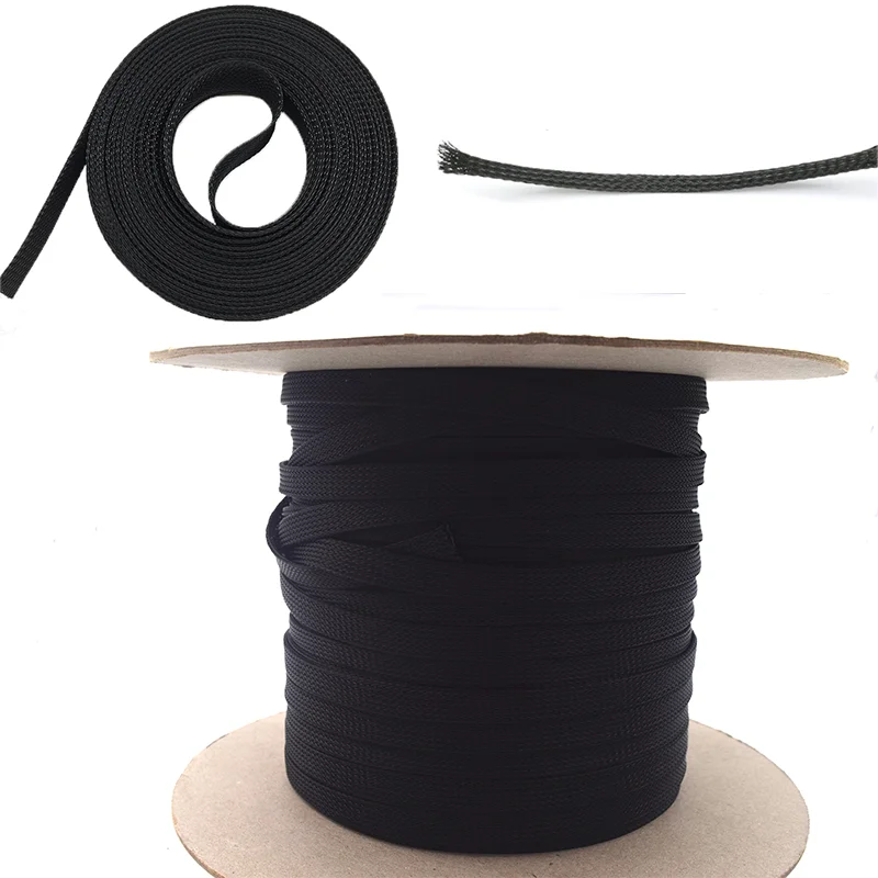 

4mm Tight PET Wire Dropship 10M Black Insulated Braid Sleeving Cable Gland Protection Cable Sleeve 10Meter