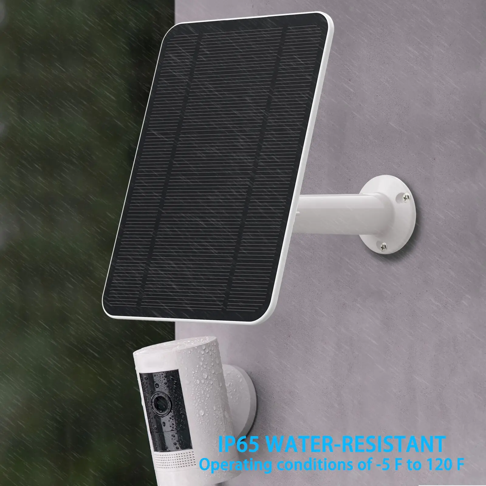 4W Solar panel for Ring Stick Up Cam Battery / Spotlight Cam Battery HD Camera  Wall Mount 13ft 4m Power Cable (white)