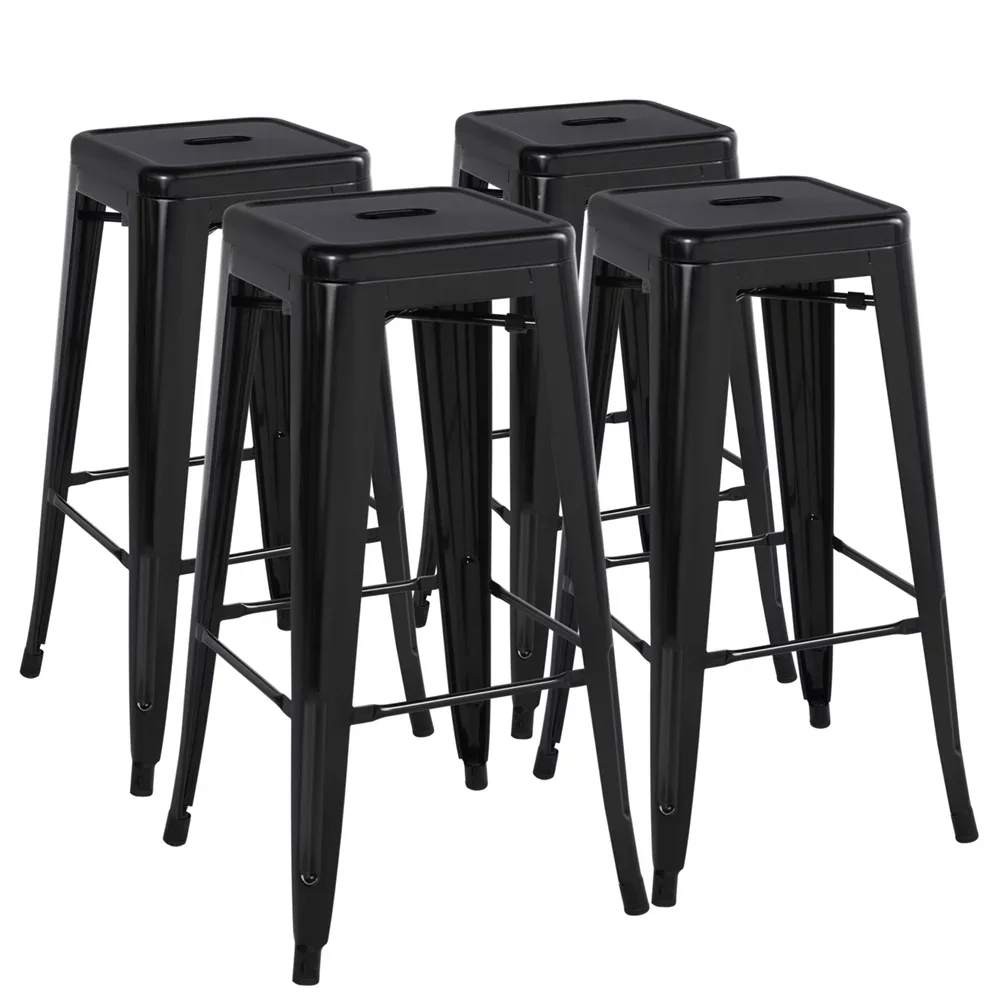 

Alden Design 4pcs 30" Metal Stackable Backless Bar Stools, Black