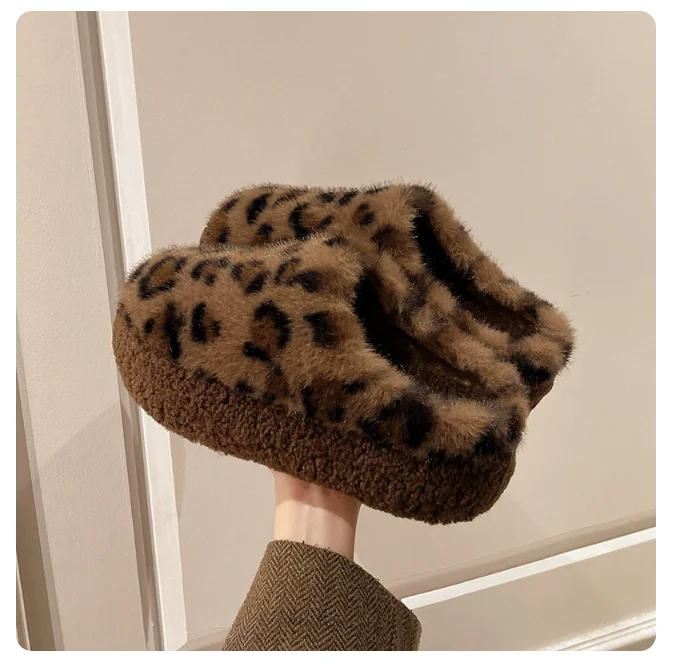 Хлопковые тапочки на толстой подошве осень-зима 2021 новая корейская версия без