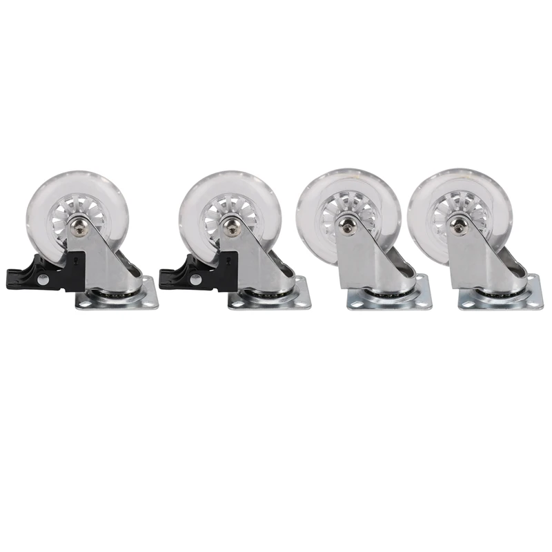 

4 x Heavy Duty 75mm Swivel Castor Wheels Trolley Furniture Caster with Brakes - Load Capacity 100kg Per Wheel (Set of 2 x Swivel