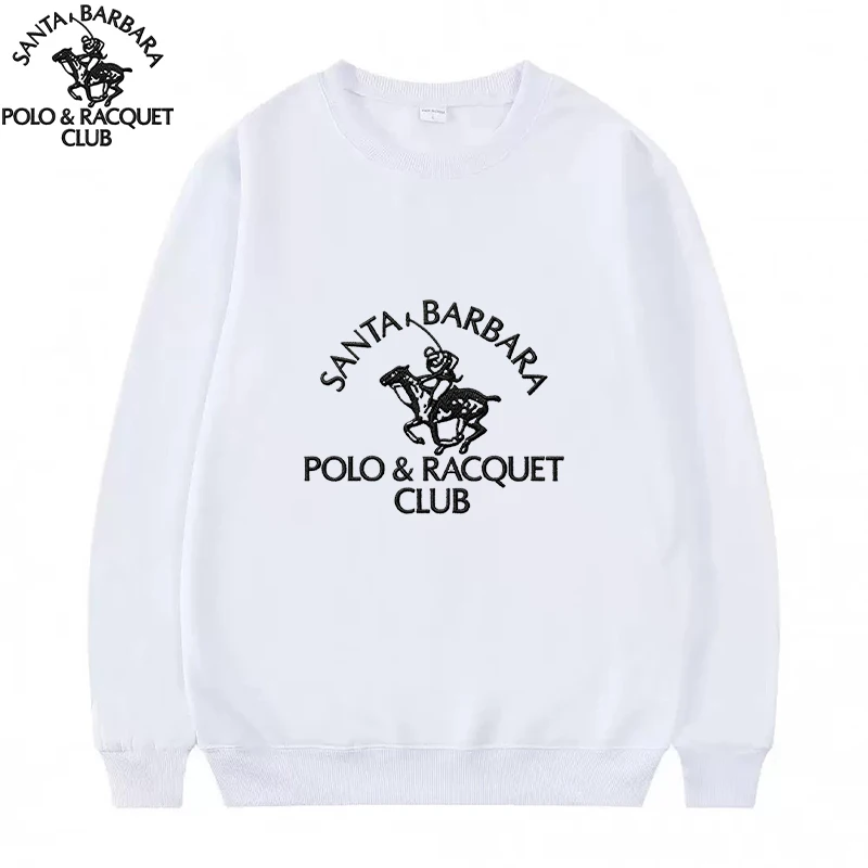 Фото SANTA BARBARA POLO&RACQUET CLUB Maden-suéter de punto con letras Retro para hombre, униформальный трикотаж с cuello redondo, suéter №1