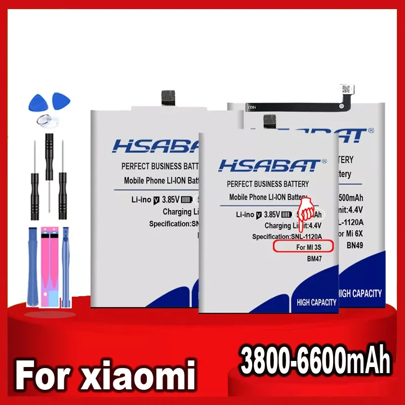 

2023New HSABAT BM47 BN30 BN31 Battery for Xiaomi Mi Redmi Note Mix Max 2 3 3S 3X 4 4X 4A 5 5A 5S 5X 6 6A Mi6X 7A 8 9 9T 9S K20 P