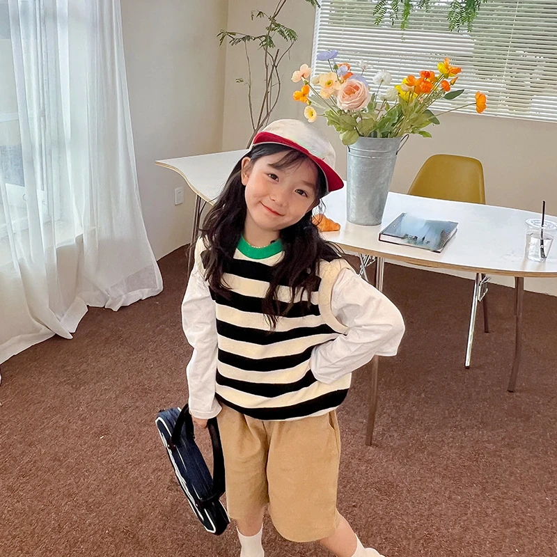 

Children Vest Sleeveless Striped Girls Boys Jackets Vest Baby Waistcoat Kids Outerwear Coat Autumn Girls Clothing C01