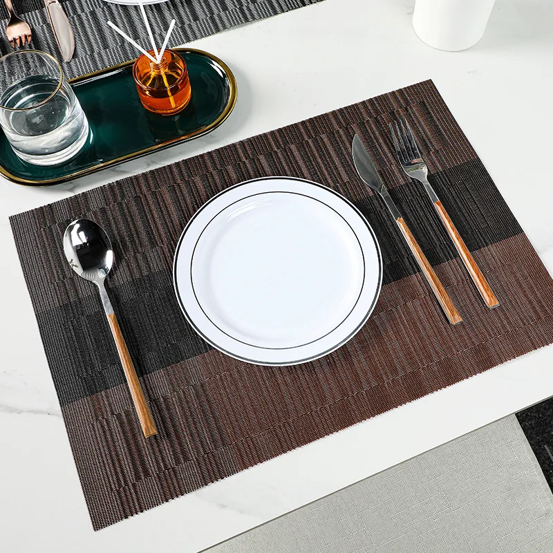 

4/6Pcs Stripe PVC Table Placemat Rectangular Stain Resistant Hotel Office Home Kitchen Wedding Decor Dining Mat