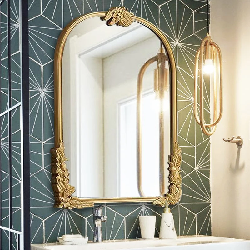 

Необычное настенное зеркало в ванную комнату, роскошная винтажная рамка, подвесное косметическое женское зеркало, художественное украшени...