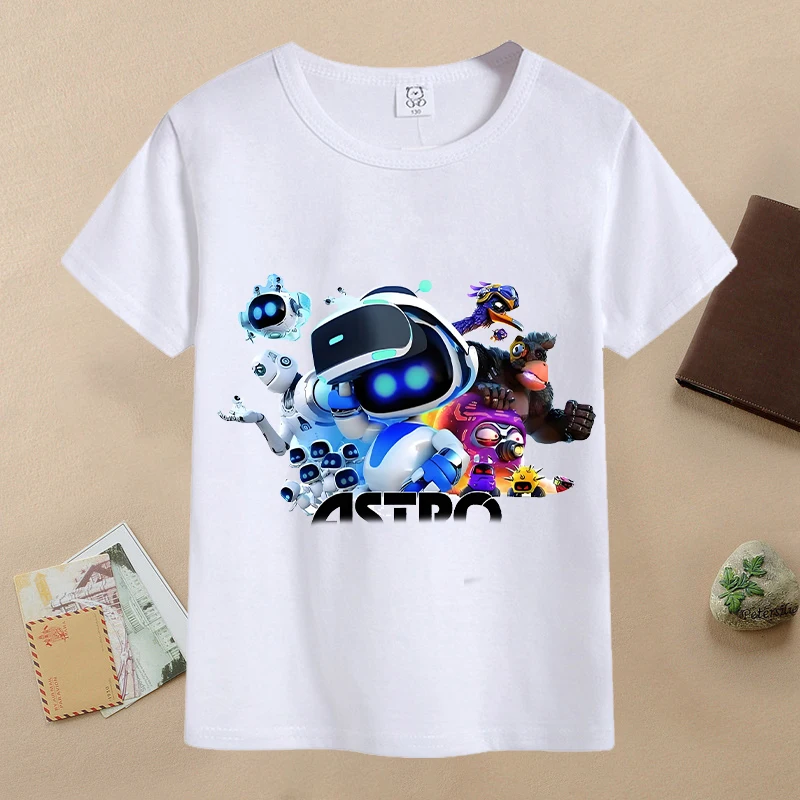 Фото Новые футболки Astrobotes для детей, футболка с рисунком Kawaii Cartoon Figure, повседневные спортивные топы с короткими рукавами для мальчиков, детская одежда №3