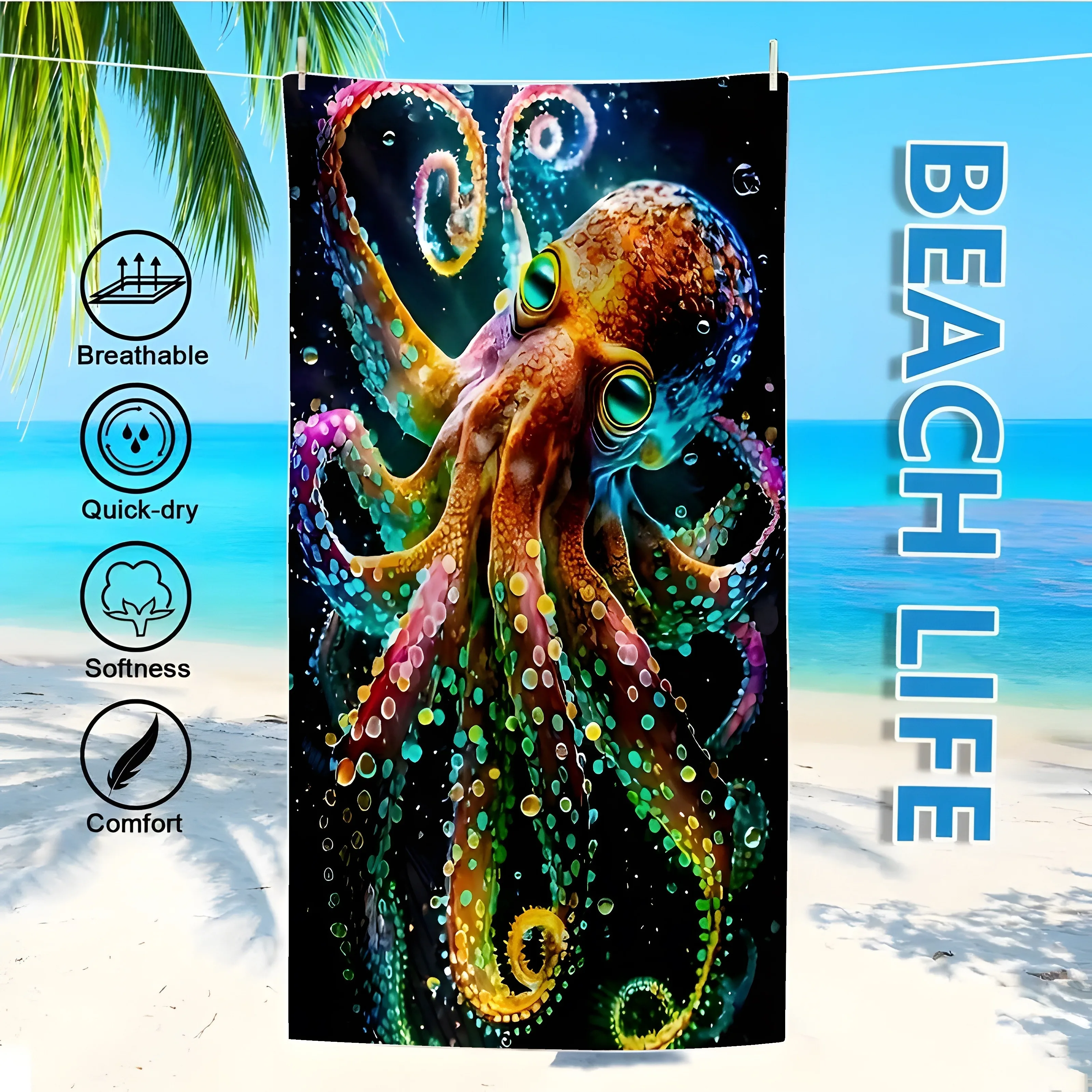 

Полиэстеровое пляжное полотенце Octopus