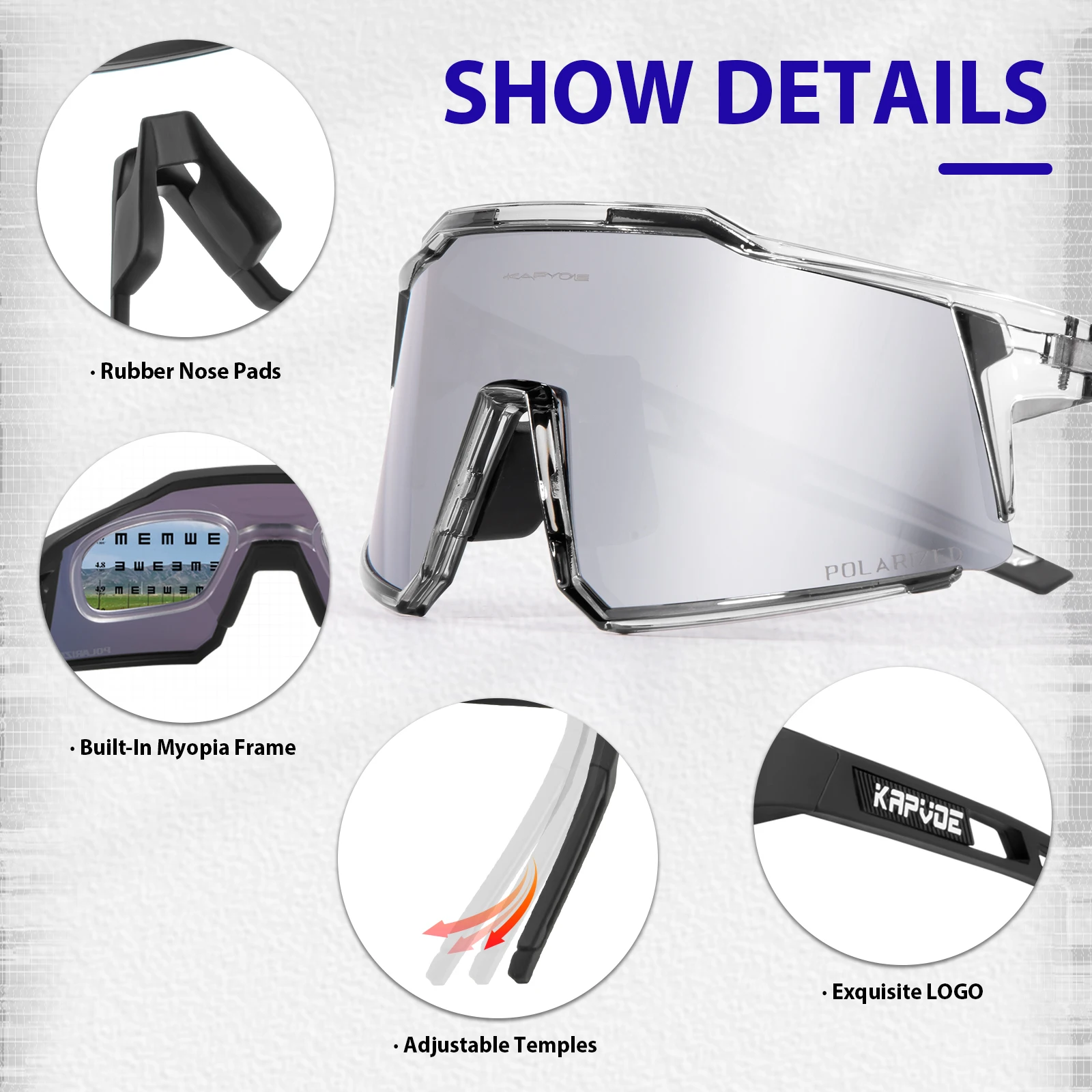 Солнцезащитные очки Kapvoe поляризационные UV400 для езды на велосипеде спорта