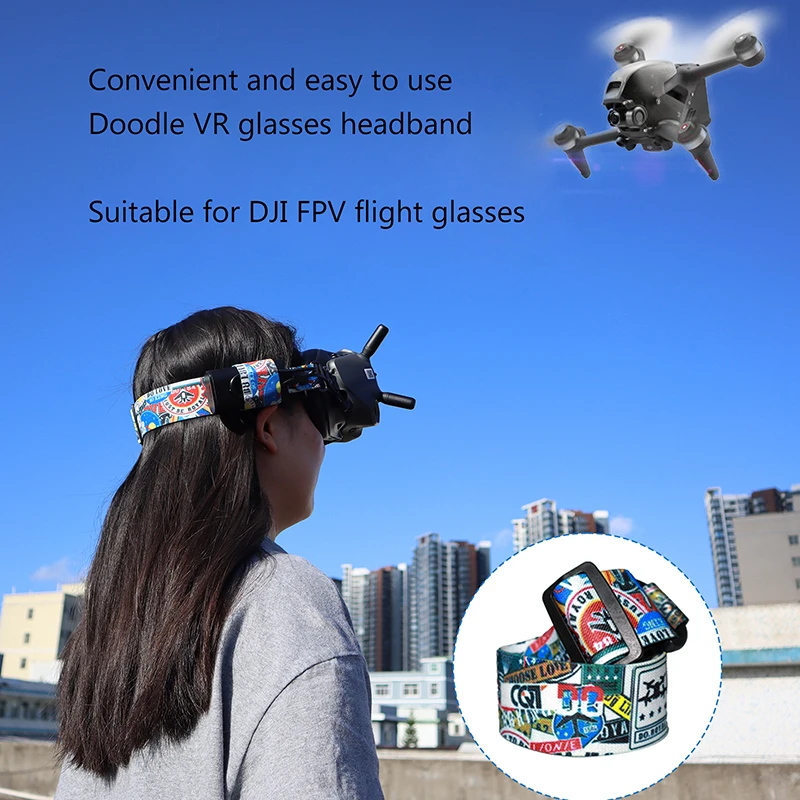 

For DJI FPV Flying Glasses Graffiti Color Headband 30cm Glasses Power Cord Glasses Shading Protective Pad Accessories