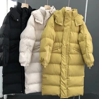 korean womens oversize over knee long warm coat mid length winter down parkas 2022 new vintage winter cotton padded jacket