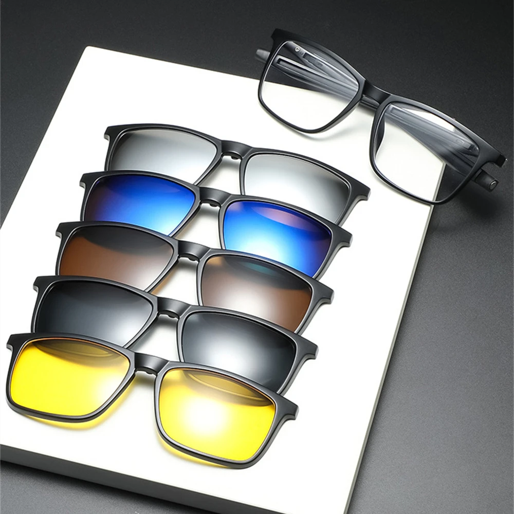 

Men's Polarized Eyeglasses Vintage Frame Night Vision lenses Sun Glasses For Men 2022 Brand Designer Replaceable Lens Sunglasses