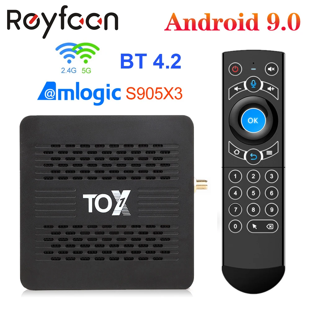  TOX1 Android 9.0 Smart TV Box 4GB 32GB Amlogic S905X3 5G Dual Wifi 1000M Support BT 4.2 4K Media Player Dolby Atmos Audio TVBox