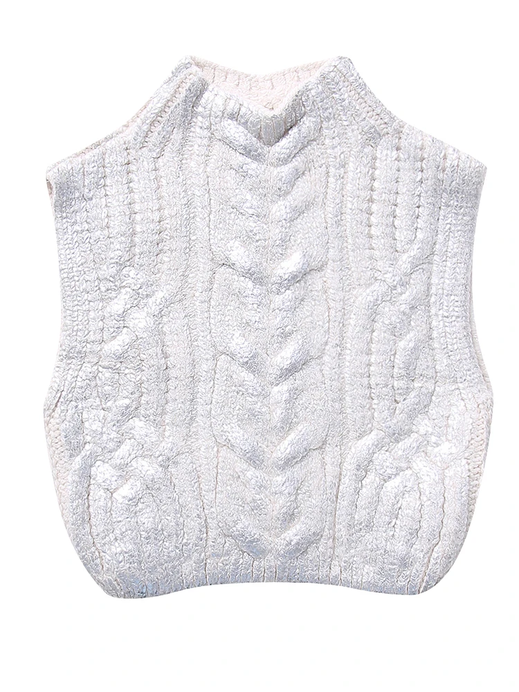 Женский укороченный жилет KAOPU ZA винтажный с металлическим плетением высоким