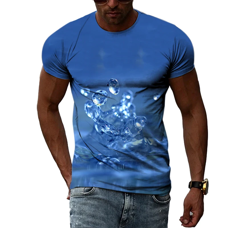 Men Summer Casual Interesting Print T-shirts Fashion 3D Drops of Water graphic t shirts For Hip Hop Harajuku Trend Cool blouse