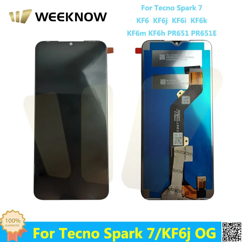 

For Tecno Spark 7 KF6 KF6j KF6i KF6k PR651 PR651E KF6m KF6h Spark7 Original New LCD Display + Touch Screen Digitizer Replacement