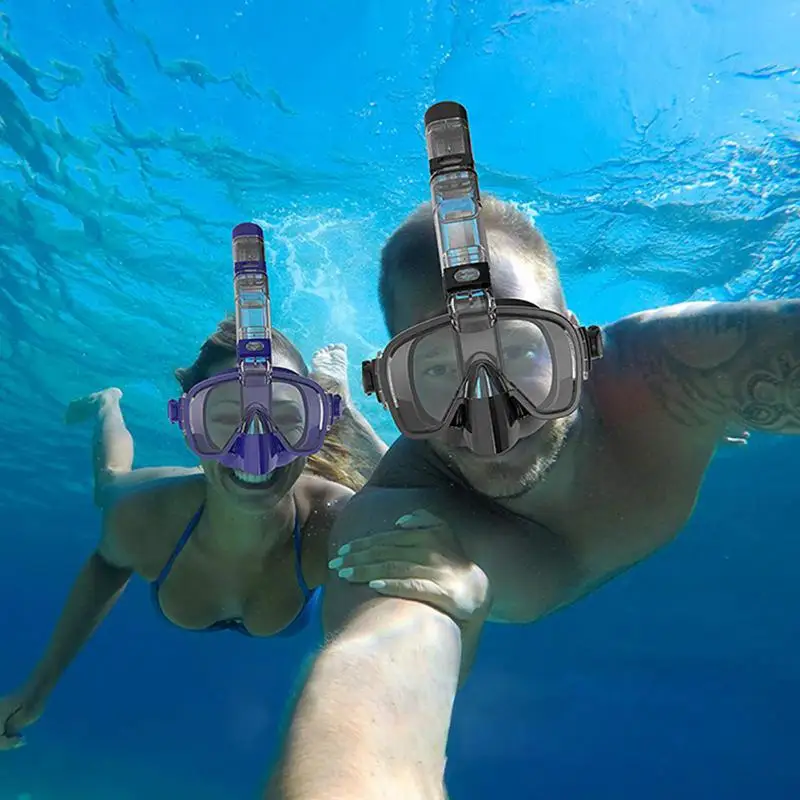 

Underwater Snorkeling Mask Foldable Anti-Fog Diving Mask Set For Free Swim Professional Snorkeling Gear Adults Kids Diving Masks