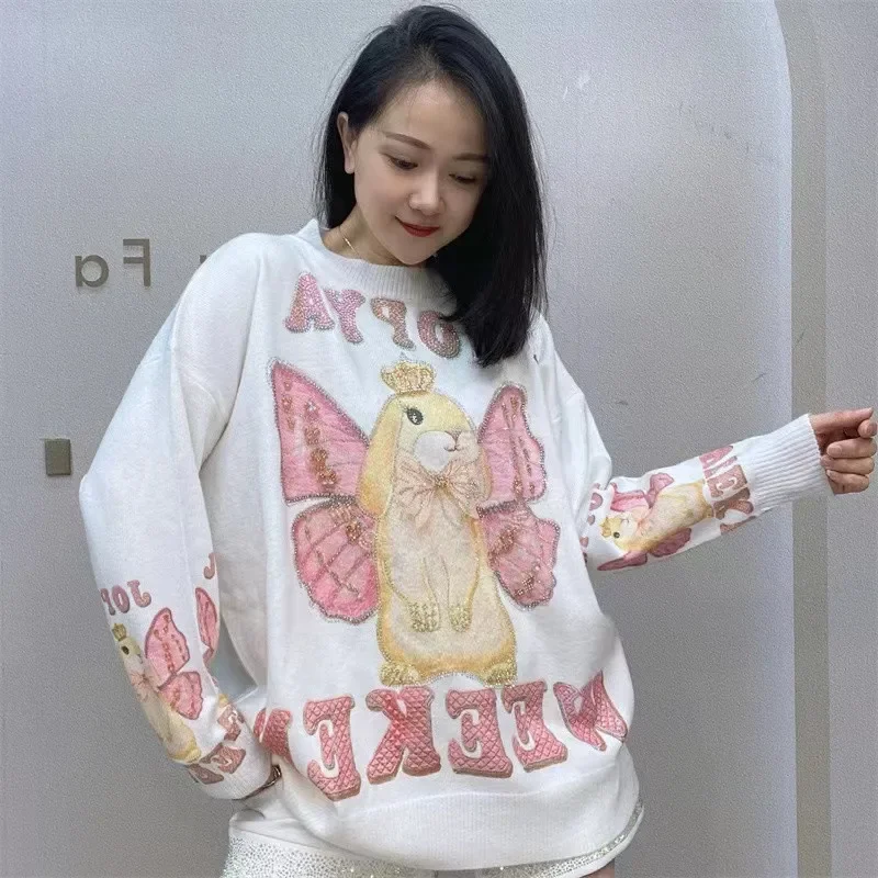 Большой размер сверхпрочный свитер с вышивкой в европейском стиле женский