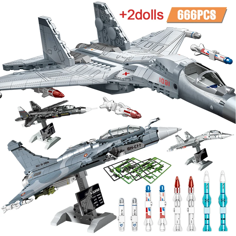 WW2 F-22 Fighter Raptor Army Airplane Building Blocks City Police Military War Weapon Plane Figure Bricks Toys for Kid Gifts