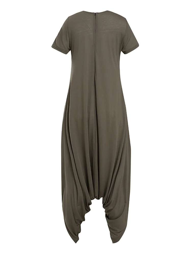 Celmia Fashion Jumpsuit Women Party Rompers Summer Palazzo Casual Loose Short sleeve Irregular O Neck Long Retro Solid Playsuits