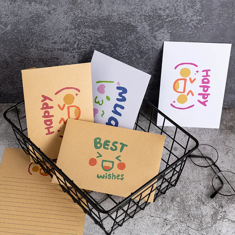 

10pcs Minimalistic Printed Alphabet Envelope Letter Paper Kawaii Stationery Lover Love Festival Greeting Card Confess Gift Kraft