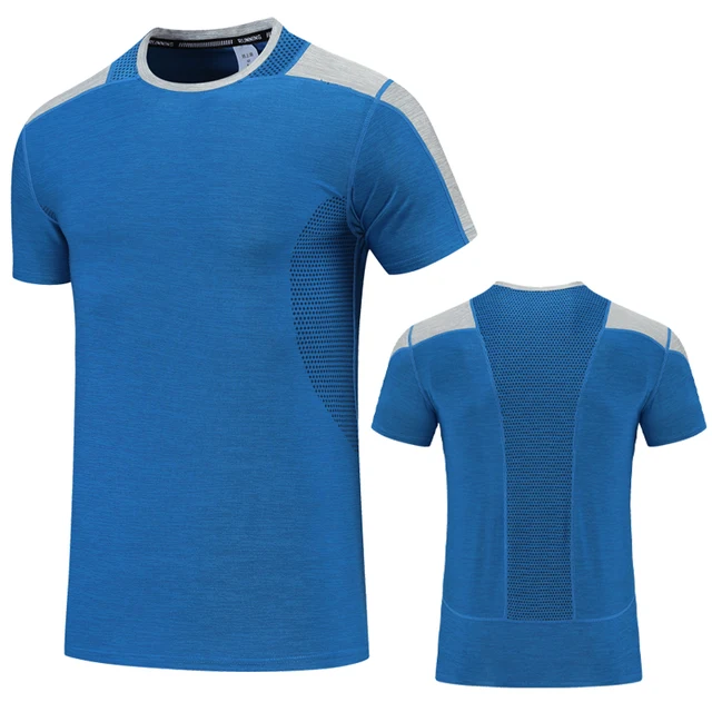 Exercise men top gym patchwork workout running short sleeves summer bodybuilding training tee breathable outdoor jogging shirts