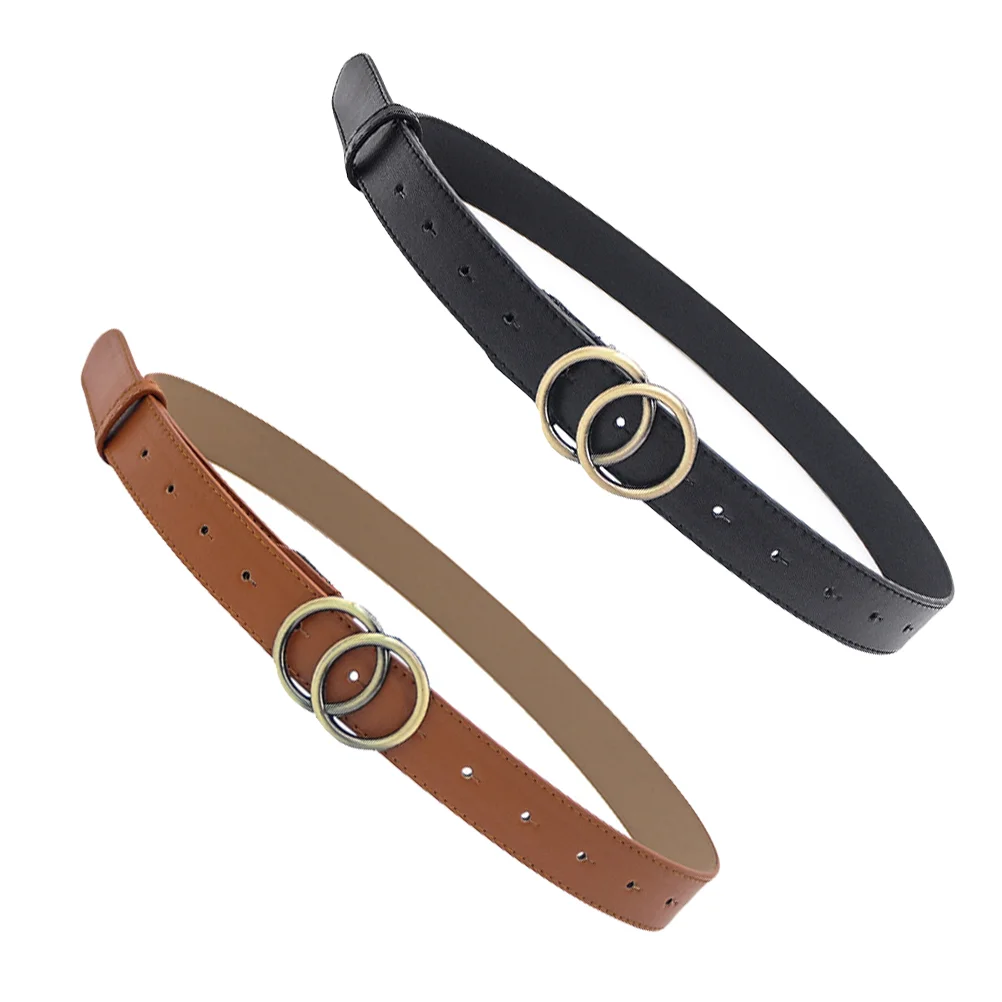 

1pc Dual Ring Press Button Simple Safe Chic Waist Belt Casual Belt for Girl Lady