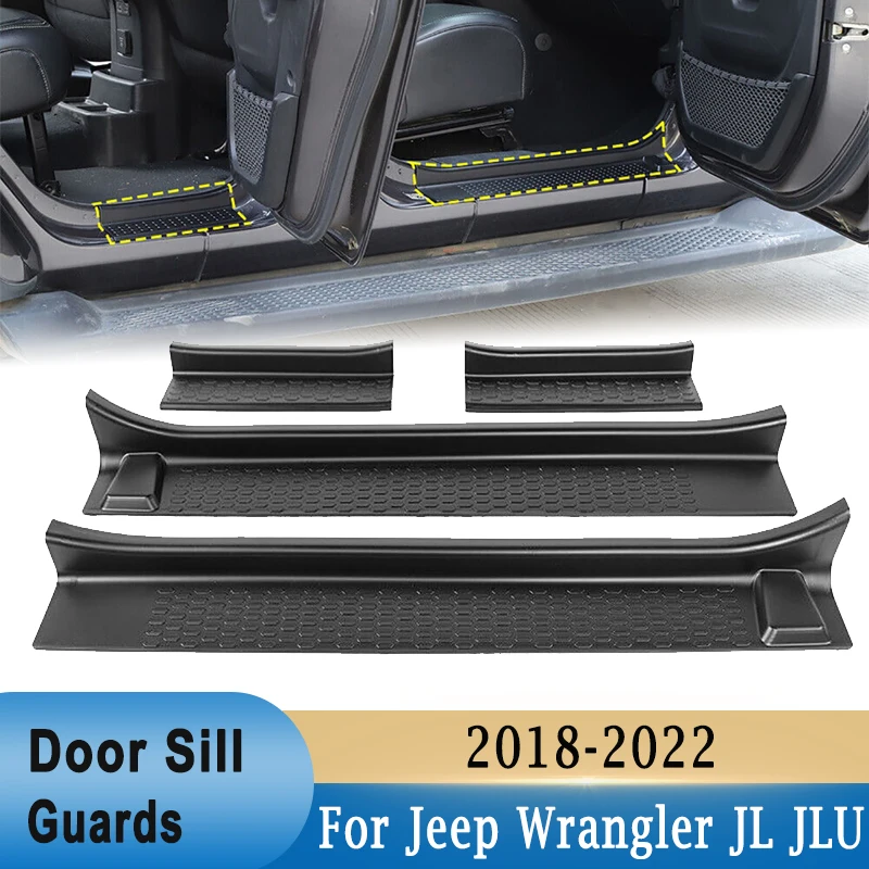 

Door Sill Guards Black Rubber Door Entry Guards Mat for Jeep Wrangler JL JLU 2018-2021 Gladiator JT 2020-2022 4-Door Protector