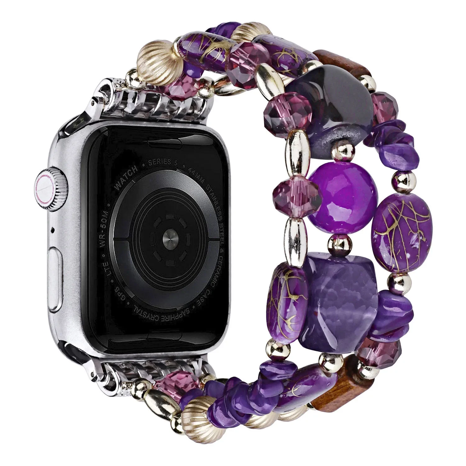 Фото Женский ювелирный браслет для Apple Watch Band 40 мм 42 46 мм 41 45 мм 49 мм Эластичный ремешок с бирюзовыми бусинами для iWatch 10 9 8 7 Se Ultra №4