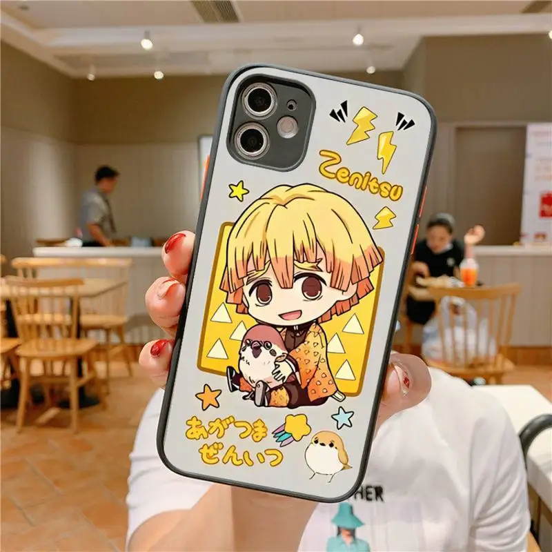 Cute Cartoon Japan Anime Demon Slayer Phone Case for iPhone 14 11 12 13 Mini Pro Max 8 7 Plus X XR XS MAX Translucent Cover