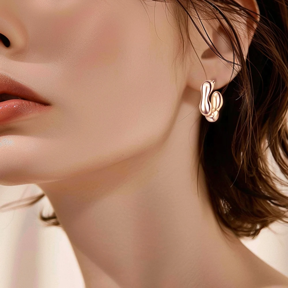 Минималистичные трехцветные серьги из стерлингового серебра 925 пробы розового