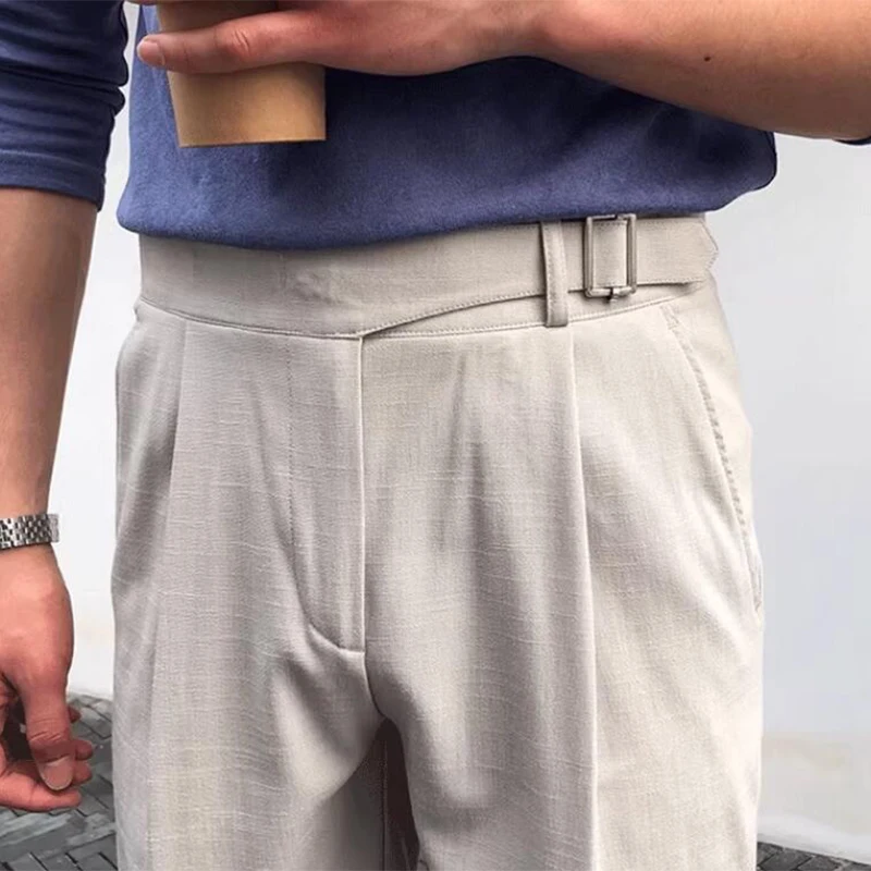 Шорты мужские с завышенной талией винтажные модные однотонные свободные