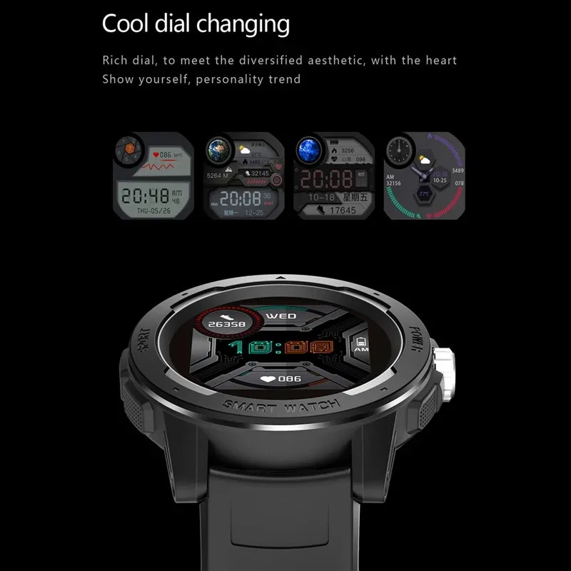 Smart Watch HT6 Waterproof Outdoor GPS Maps Sports Fitness Tracker Heart Rate Monitor Weather Reminder Music Control Smartwatch