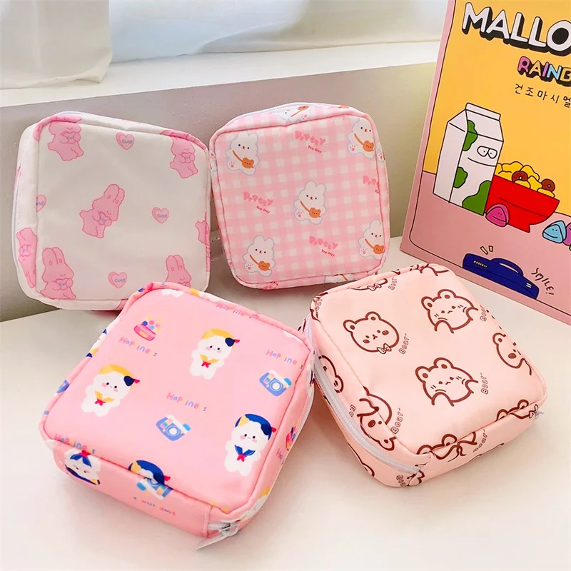 

Large-capacity Sanitary Napkin Storage Bag Cute Cartoon Women Menstrual Period Sanitary Napkin Bag Portable Item Storage Bag