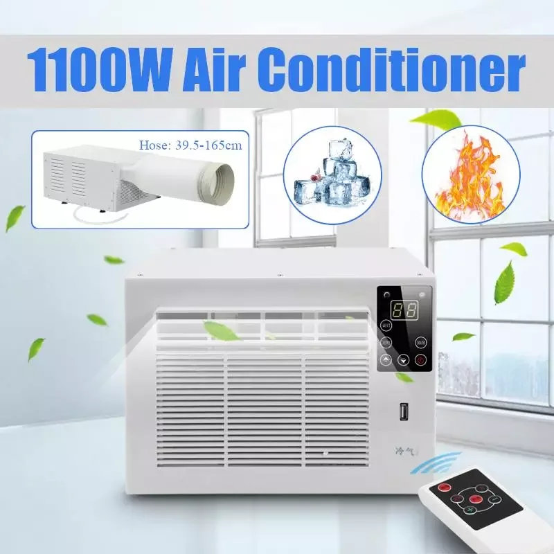 Enlarge 1100W Cold/Heat dual use Desktop air conditioner AC220V 24-hour timer With remote control LED control panel+1X Exhaust Hose