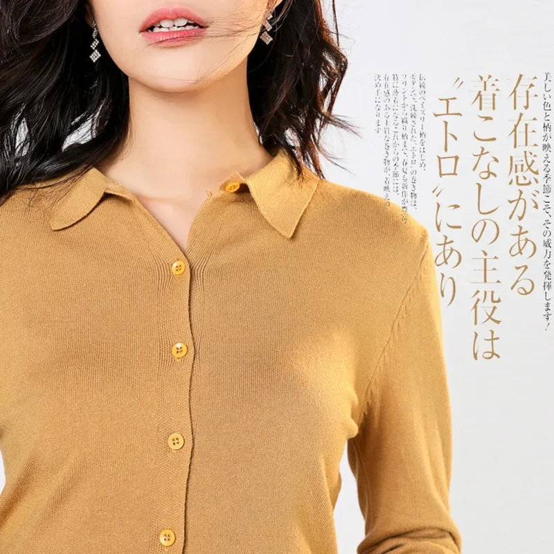 Mrmt 2024 Brand New Knit Open Women's Shirt Sweater Coat Lapel Bottoming Short Long-Sleeved Women Tops For Female