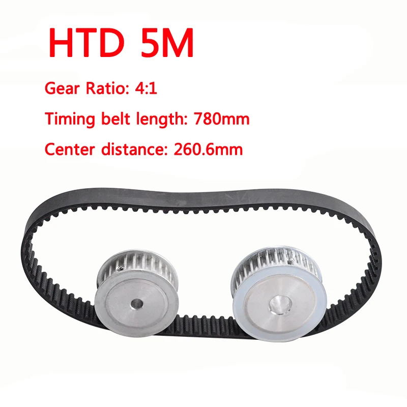 

Ремень ГРМ HTD 5 м, комплект шкивов 4:1, 80 зубьев + 20 зубьев, Центральное расстояние вала 260 мм, аксессуары для гравировального станка, ремни передач 780 мм
