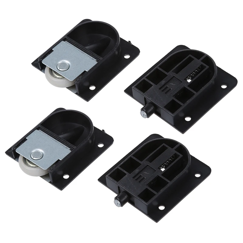 

2X Wardrobe Black Plastic Plate 25Mm Dia Wheel Sliding Door Roller