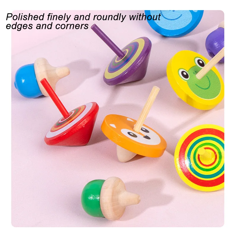 10 шт. изысканные деревянные вращающиеся игрушки ручной работы многоцветные